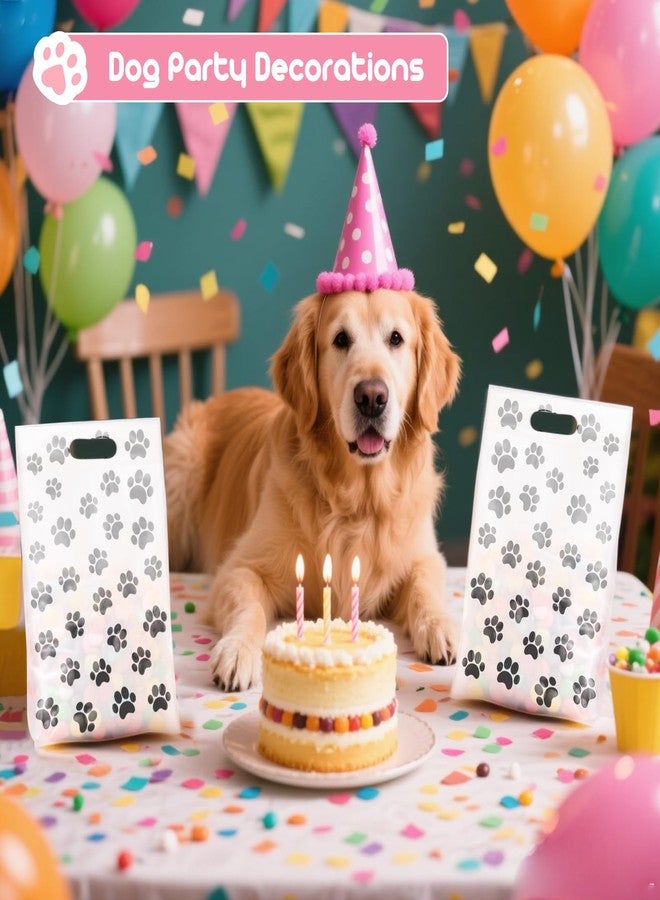 FLATRI 100 Pcs Paw Print Bags, Paw Print Dog Birthday Treat Bags Dog Treat Bag for Party Supplies, Waterproof Cute Paw Gift Bag - Image 5